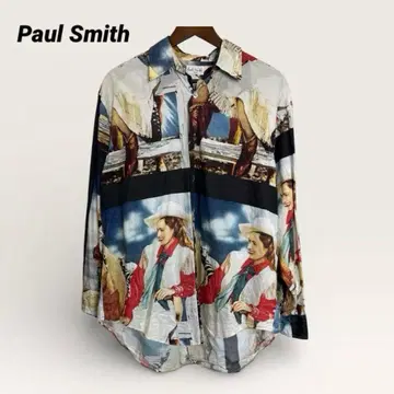 Paul Smith 올 패턴 프린트 셔츠 포토그래픽 디자인 일본제