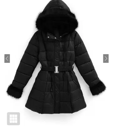 벨트 포함 퍼 A라인 다운 코트 [kd79]