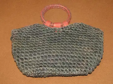 [ 새상품급 끈으로 짠 가죽 손잡이 백 그레이 ] 제조사 불명