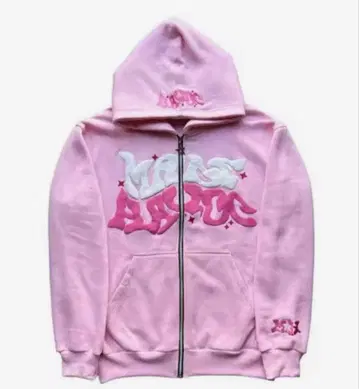 핑크 프론트 그래픽 후드티 가격 인하 가능