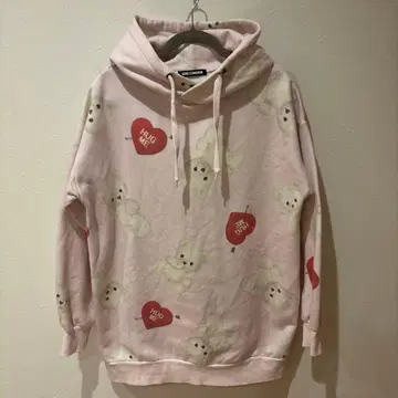 HONEY CINNAMON 곰 올 패턴 후드티 핑크 프리 사이즈