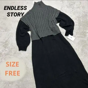 미사용 ENDLESS STORY 니트 롱 원피스 도킹 원피스