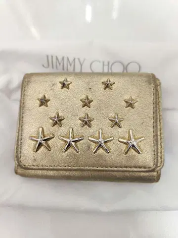 JIMMY CHOO 골드 3단 폴더형 지갑