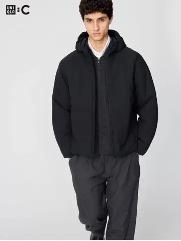 유니클로 C 퍼프 테크 후드티 M 블랙 유니클로 C