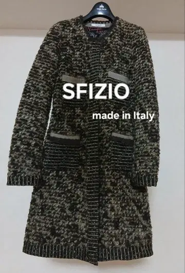SFIZIO 니트 롱 자켓 코트 골드 라메 Made in Italy