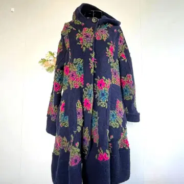 새상품급 수프 수프 POSER SUPE 이탈리아제 꽃무늬 코트 네이비