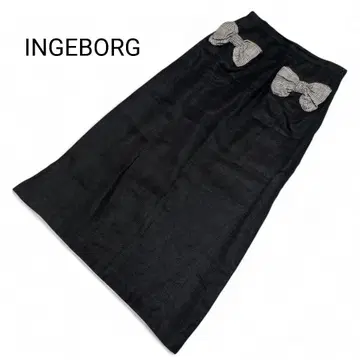 INGEBORG 핑크하우스 하자품 리본 포켓 타이트 스커트 린넨