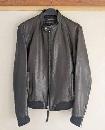 Green label relaxing 블랙 가죽 자켓 M