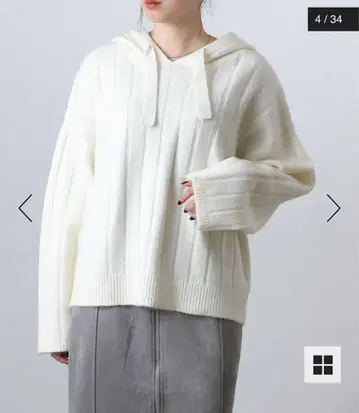 와이드 리브 니트 후디