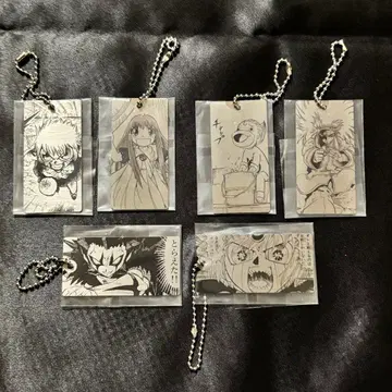 골드 컬러의 갓슈 DMM 복권 D상 메탈 키링 6종