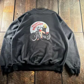 구제 의류 샷 양면 프린트 맨투맨 XL 블랙 와이드 소매 오버 사이즈