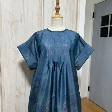 기모노 리메이크 오시마 명주로 만든 핀턱 루즈핏 원피스