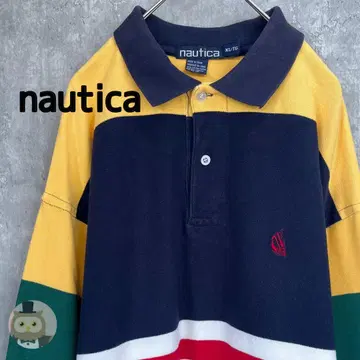 [레트로] 노티카 컬러풀 긴팔 피케 셔츠 구제 의류 남성용