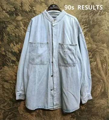 90s RESULTS 스탠드 카라 페이드 데님 셔츠 자켓