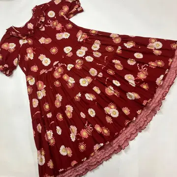 [ 시착만 한 상품 ] 핑크하우스 빨간색 히나기쿠 패턴 원피스/2024년