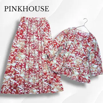 PINKHOUSE 셋업 물망초 피코 프릴 블라우스 롱 스커트