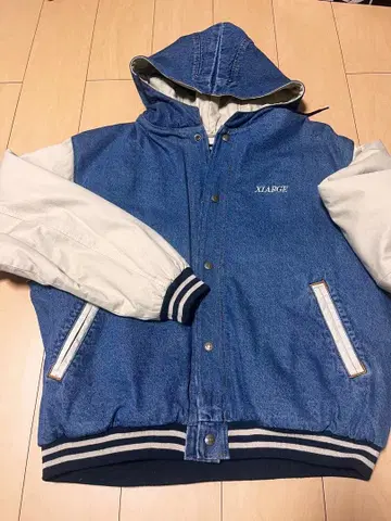 XLARGE 20AW/HOODED VARSITY DENIM JACKET