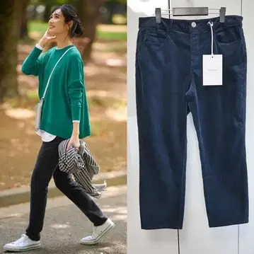 미사용 23구 빅 사이즈 48 벨벳 스트레치 스키니 팬츠 네이비