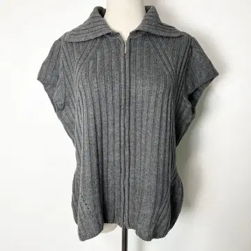 새상품급 세시오세라 지퍼 반팔 니트 그레이 44/XL 빅 사이즈 고급