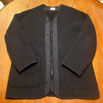 유니클로 EngineeredGarments 플리스 노카라 코트 블랙 M