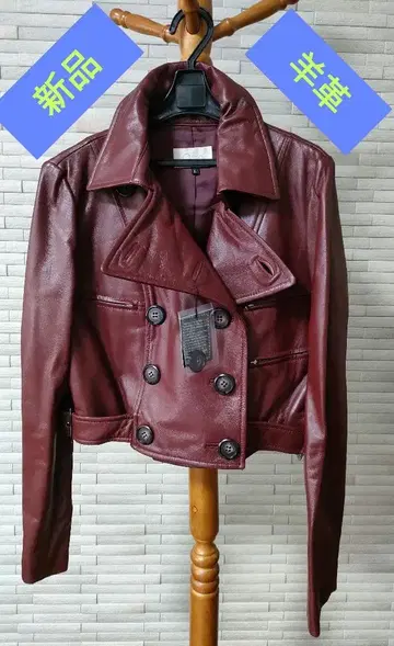 새상품 라이더 자켓 램 가죽 양가죽 빨간색 계열 와인 레드