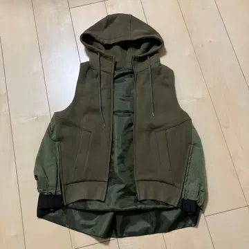 PASSIONE 후드 부착 베스트 38 사이즈 올리브 그린