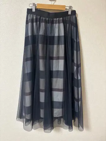 BLUE LABEL CRESTBRIDGE 체크 무늬 튤 롱 스커트