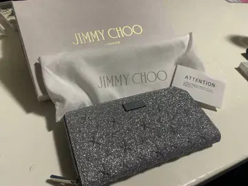 JIMMYCHOO 지미추 장지갑 카나비 S 실버 글리터 가죽
