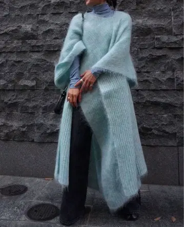 etretokyo 울 모헤어 스톨 판초