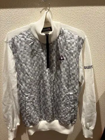 하프 지퍼 자켓 그레이 화이트 체크