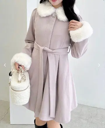 INGNI 에코 퍼 탈부착 4Way 도리 코트 M 핑크