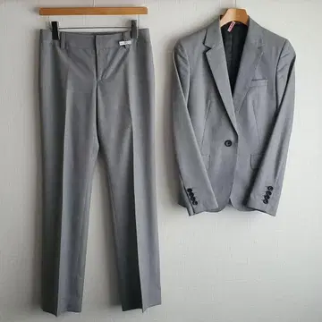 언타이틀 팬츠 수트 셋업 그레이 섀도우 스트라이프