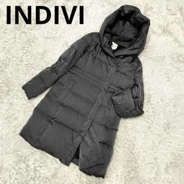 미 실루엣 INDIVI 다운 코트 광택감 후드 롱 38 M