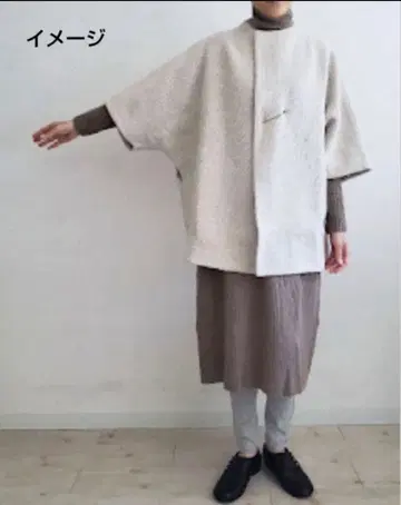 evam eva 울 트위드 하이넥 숏코트