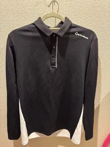 TaylorMade 긴팔 피케 셔츠 블랙/화이트