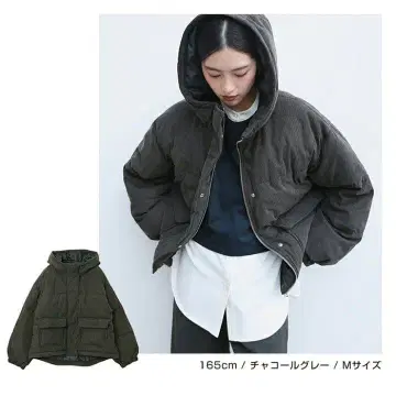 충전솜 다운 가는 코듀로이 차콜 그레이