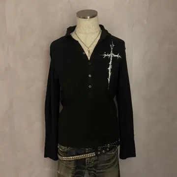 y2k 그런지 헤이세이 갸루 펑크 락 시크 스타일 십자가 기믹 페인트