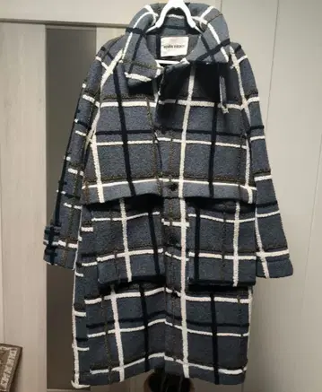 [ 새상품급 ] HENRIK VIBSKOV 체크 울 코트 블루 그레이