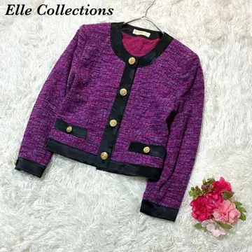 Elle Collections 노카라 자켓 퍼플 레트로 개성적