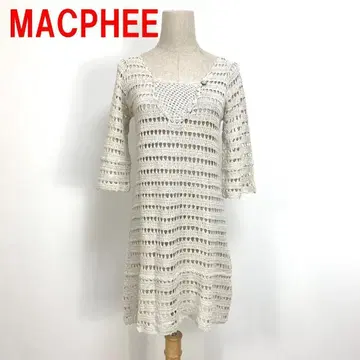 A6135 맥피 니트 튜닉 린넨 면 7부 소매 베이지 38