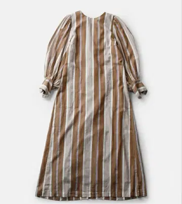 누키테파 코튼 보일 스트라이프 백 트위스트 드레스 원피스 롱