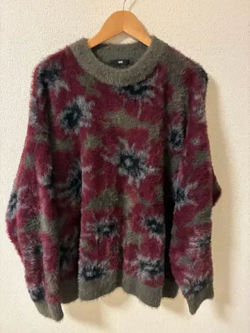 [ 당일 발송 ] HARE 하레 모헤어 샤기 니트 꽃무늬