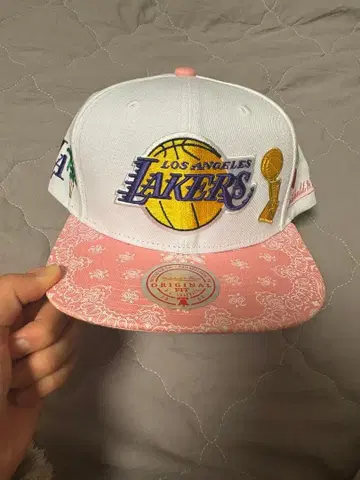 Mitchell & Ness 남성용 NBA 패치 2톤 HWC 레이커스 캡