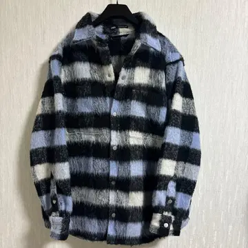 ZARA 자라 체크 코트 이탈리아 패브릭 체크 파랑