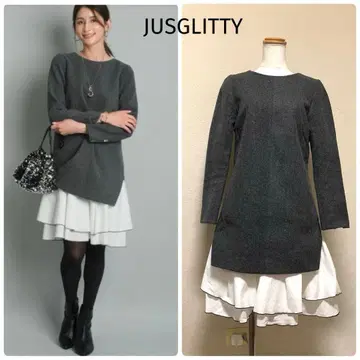 JUSGLITTY 저스길리티*바이컬러 헴컷 원피스 1