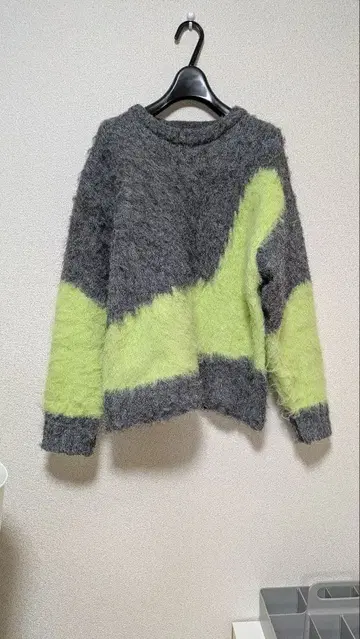 포근포근 니트 긴팔 스웨터 그레이 라임 그린