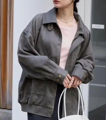 차콜 오버 사이즈 자켓 블루종