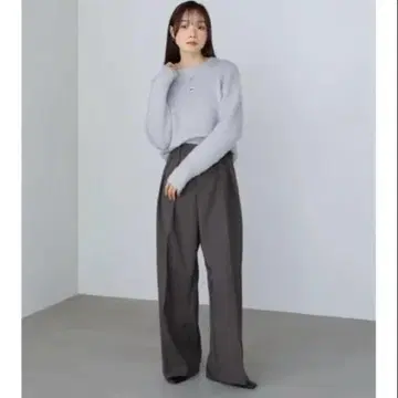 미사용 새상품 택 포함 Bab 바브 그레이 투 턱 와이드 팬츠