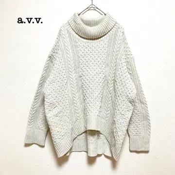 아베베 터틀넥 니트 아이보리 [ M ] 케이블 짜임 루즈핏