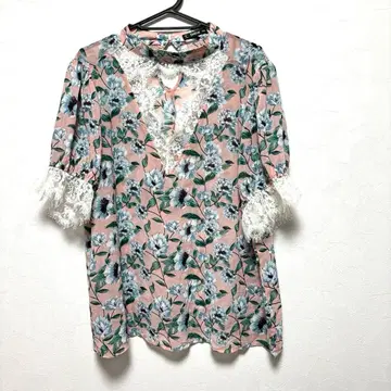 SHEIN 꽃무늬 레이스 반팔 상의 1XL